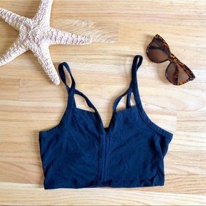 Black Strappy Crop Top/Bustier Top